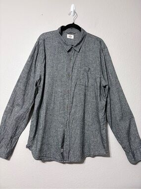 Marine Layer Men's Grey Black Hemp Lyocell Button-Down Casual Shirt‎ LS XL